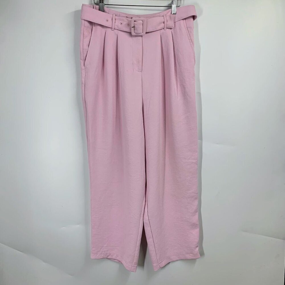 ASTR‎ The Label Women's Pleated WIde Leg Belted Cropped Pants SIze L